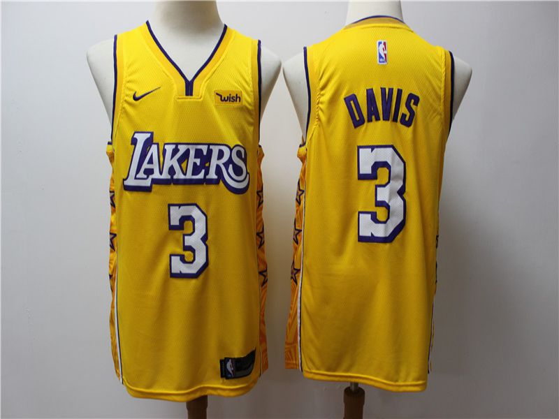 Men Los Angeles Lakers 3 Davis Yellow Game Nike NBA Jerseys